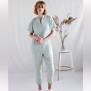 OffOn - 100% Linen 3/4 Sleeve Jumpsuit Size Small